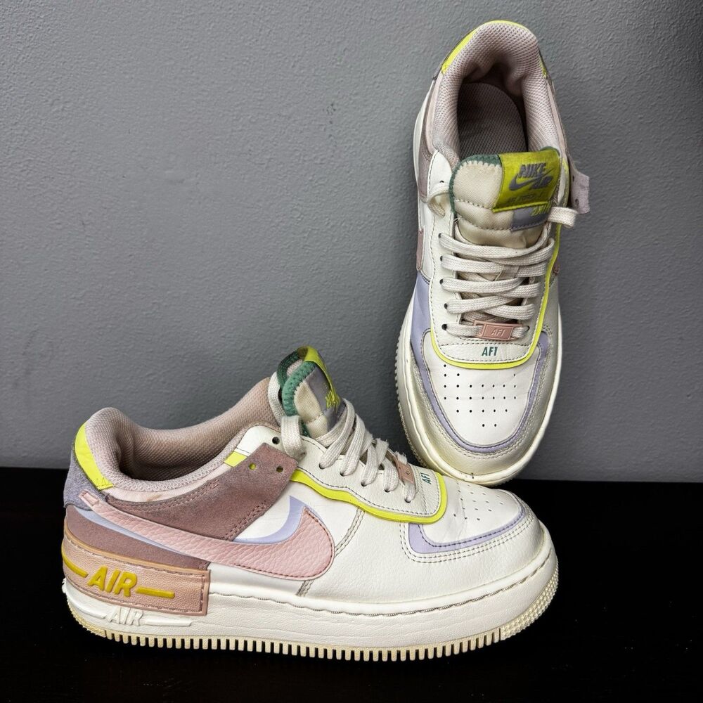 ⁠Nike Air Force 1 Shadow Cashmere Pastel Coral Violet Sneakers Women's Size 8.5